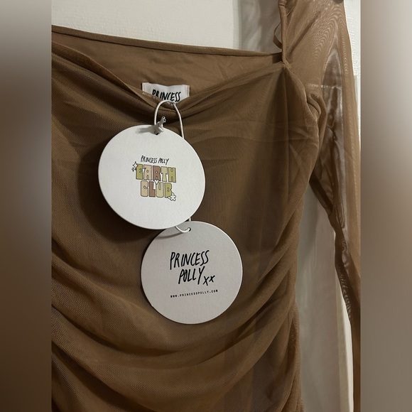 NWT Princess Polly Charvi Long Sleeve Mini Dress Beige - Picture 4 of 8